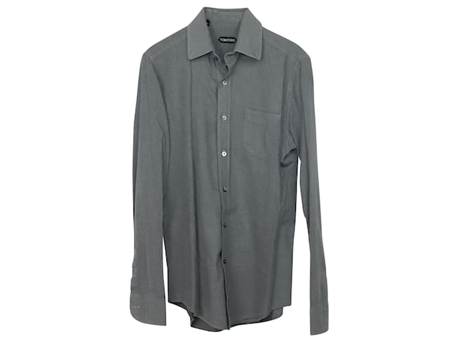 Camisa Tom Ford Regular Fit de algodón gris  ref.864864
