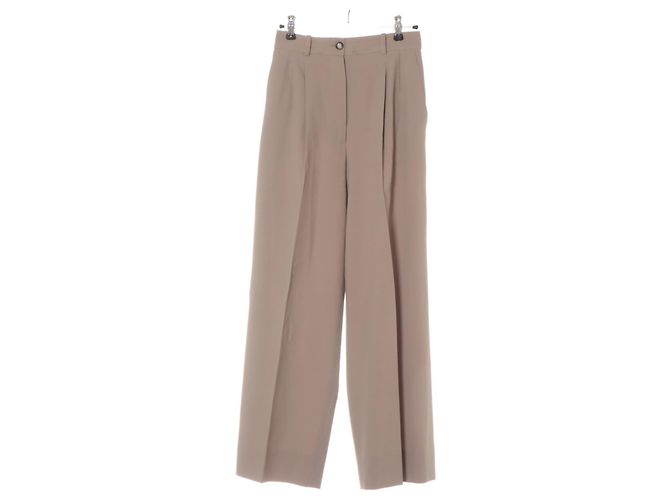 Hermès Hermes Pleated Thin Wool pants trousers FR36 Beige