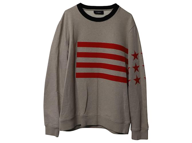 Givenchy Stars & Stripes Pullover aus grauer Baumwolle  ref.865276