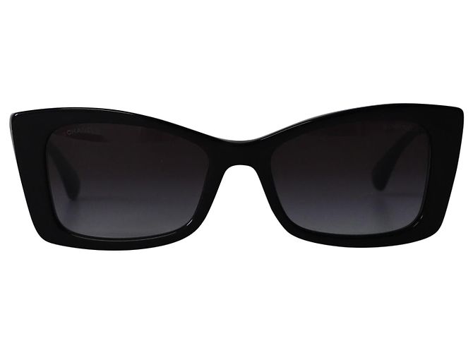 Chanel 5430 Gradient Rectangular Sunglasses in Black Acetate