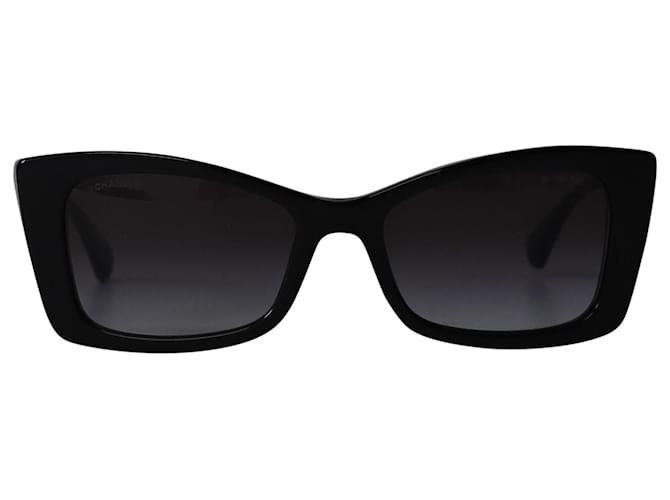 Chanel 5430 Rechteckige Sonnenbrille mit Farbverlauf aus schwarzem Acetat Glas  ref.865346