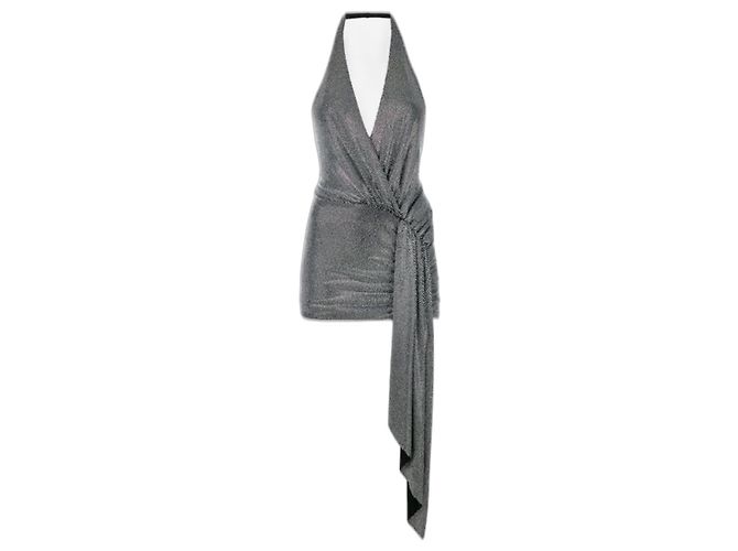 Autre Marque Alexander Vauthier Mini Kleid Grau Viskose Swarovski Kristall