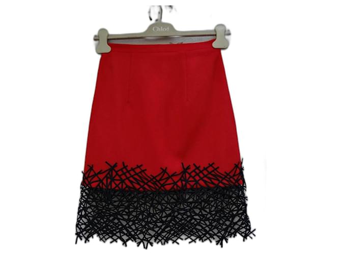Christopher Kane Skirts Black Red Wool  ref.865475