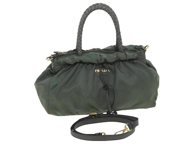 PRADA Shoulder Bag Nylon 2way Khaki Auth bs4556  ref.865529
