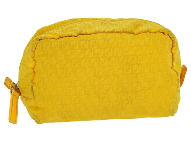 FENDI Zucchino Canvas Pouch Yellow Auth bs4618  ref.865543