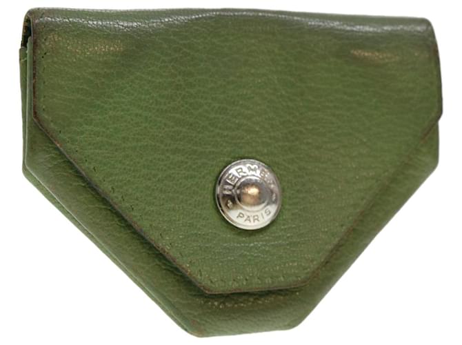 Hermès HERMES Le Van Cator Coin Purse Leather Green Auth bs4656  ref.865548