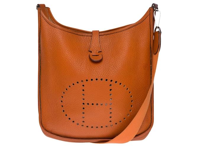 Hermès Evelyne shoulder bag 29 in orange clemence bullcalf leather101153  ref.867649