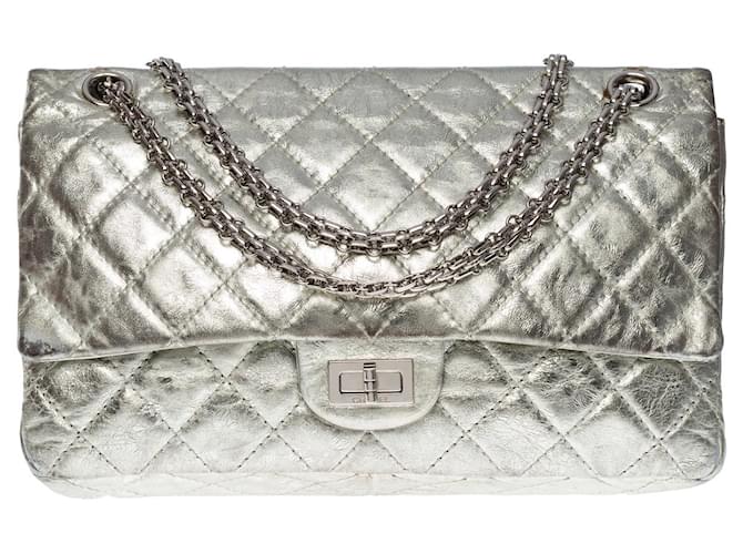 Mademoiselle Chanel Bag 2.55 in Silver Leather - 101159 Silvery ref.867652  - Joli Closet