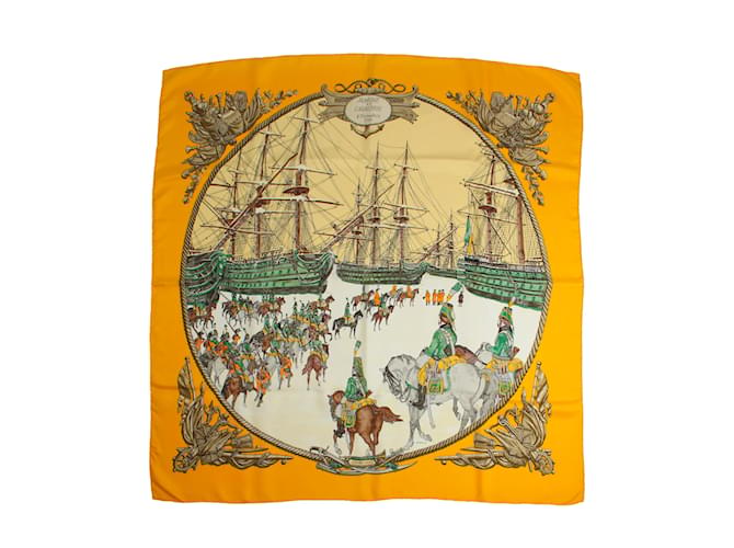 Hermès HERMES  Silk handkerchief T.  silk Yellow  ref.868184