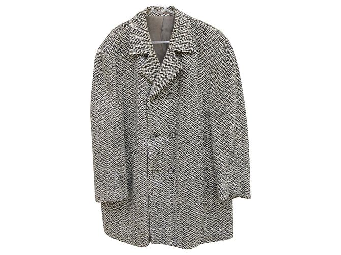 Autre Marque Greitt Grey Herringbone Tweed Wool Coat