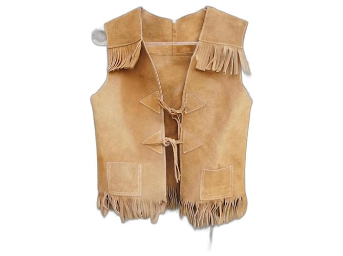 Autre Marque vintage leather vest size S Light brown  ref.868287