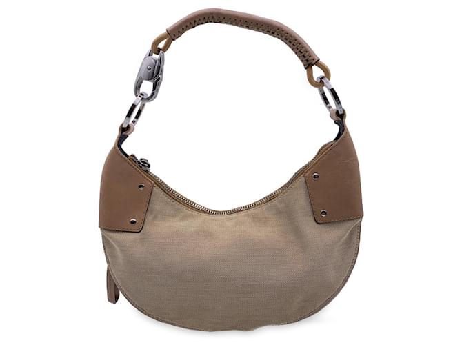 Gucci Beige Canvas and Leather Halfmoon Hobo Shoulder Bag Cloth  ref.868294
