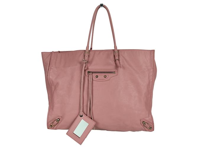 Balenciaga PAPIER A.4 Einkaufstasche aus rosafarbenem Leder Pink  ref.868296