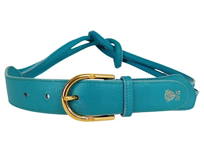 Gucci vintage women's belt in woven leather Turquoise  ref.868297