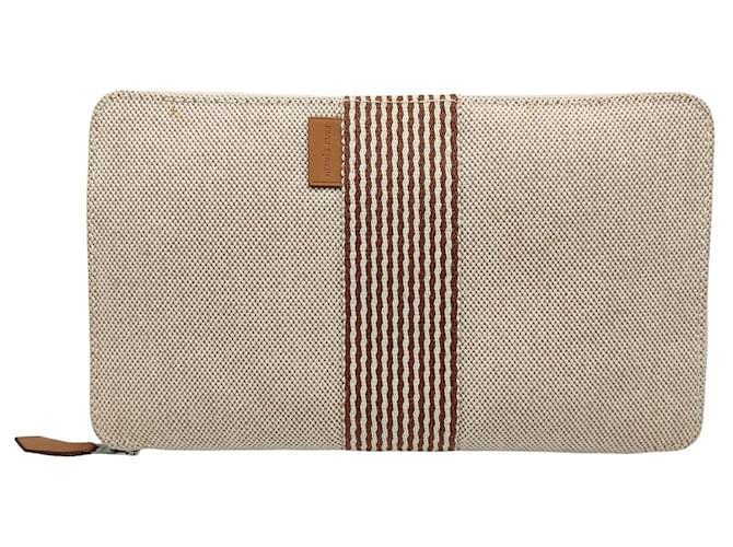 Trim Hermès maxi wallet in beige canvas Cloth  ref.868298