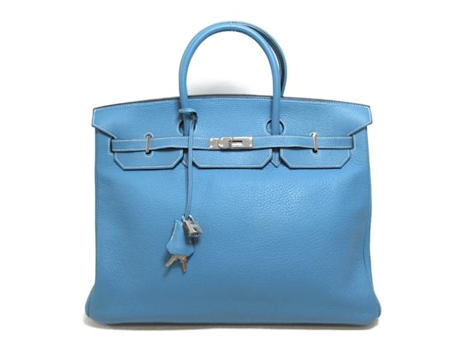 Hermès Clemence Birkin 40 Blue Leather Pony-style calfskin  ref.868300