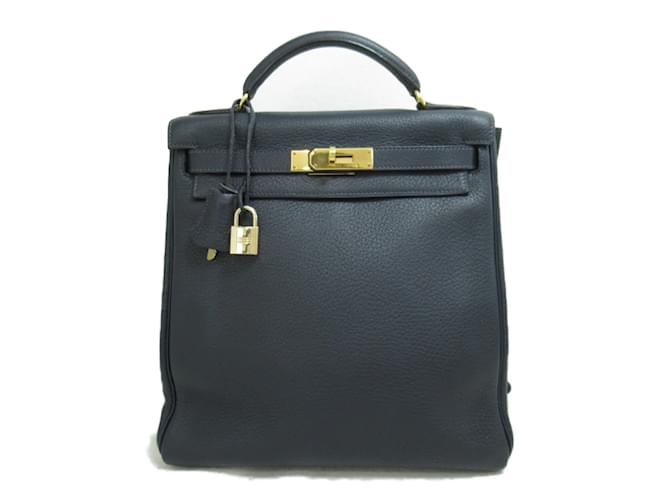 Hermes Kelly Ado Backpack Black Clemence Gold Hardware