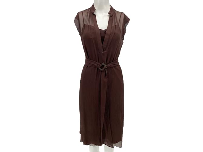 DIANE VON FURSTENBERG  Dresses T.US 6 silk Brown  ref.868346