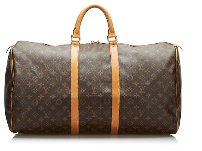 Louis Vuitton Brown Monogram Keepall 55 Leather Cloth  ref.868541