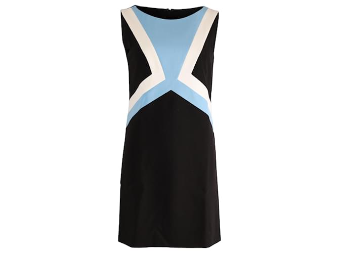 Emilio Pucci Shift Dress with Blue and White Panel in Black Wool  ref.868654