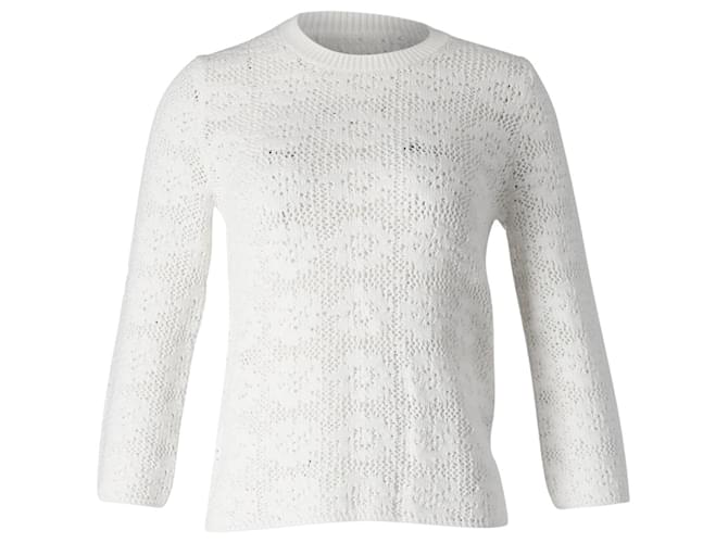 Comme Des Garcons Pull Commes Des Garçons Crewneck Crochet en Coton Blanc  ref.868662