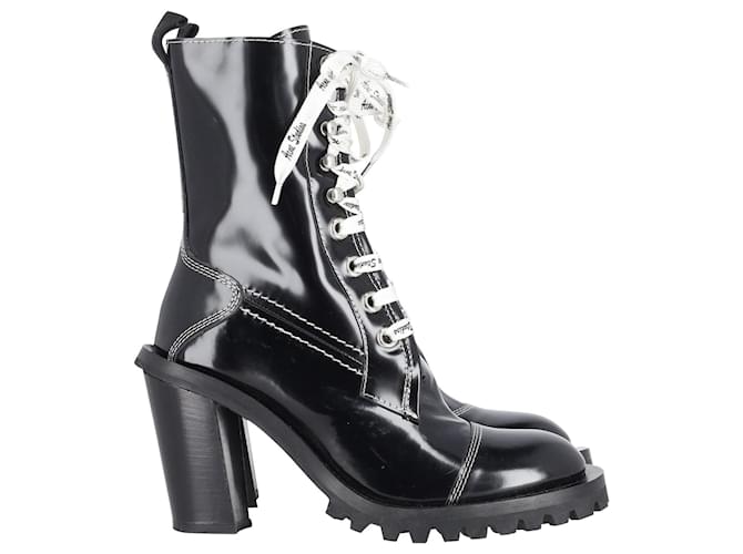 Acne Studios Laced-Up Combat Boots in Black Patent Leather  ref.868663