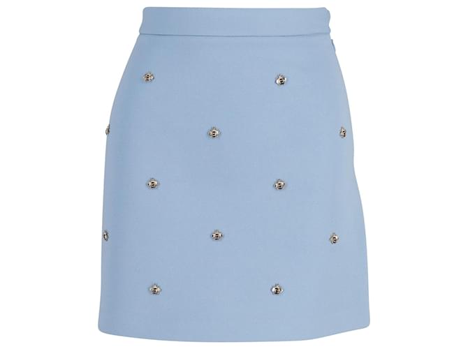 Maje Bee Embellished Skirt in Light Blue Polyester  ref.868688