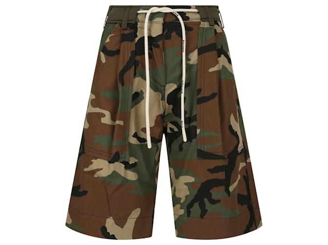 Palm Angels Camouflage Military Pattern Shorts Brown