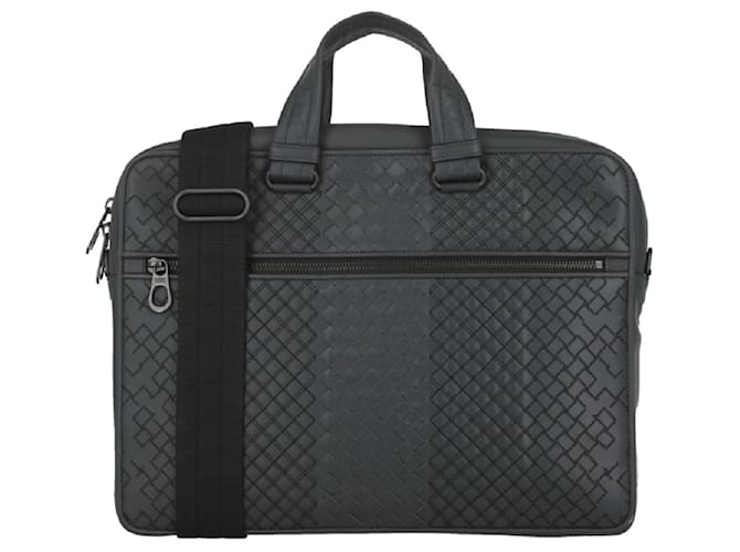 Bottega Veneta Intrecciato Leather Messenger Bag Grey  ref.868845