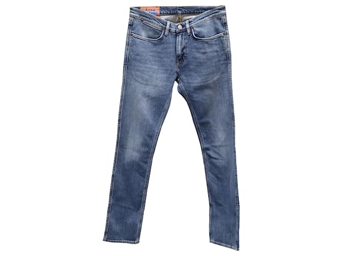 Acne Studios North Slim Fit Jeans aus verwaschener blauer Baumwolle  ref.868881