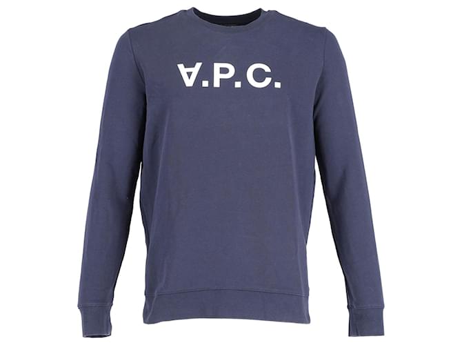 Apc a.P.C Logo Sweatshirt in Navy Blue Cotton  ref.868889