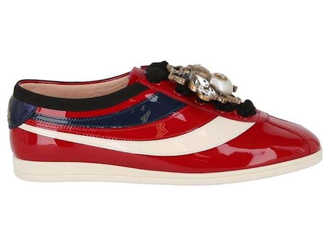Gucci Falacer Patent Leather Sneakers Red Joli Closet