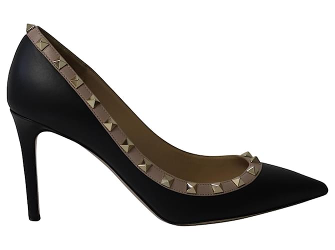 【関税&送料込】Valentino Garavani Rockstud Leather Decollet Valentino Garavani Rockstud Heels in Black Leather ref