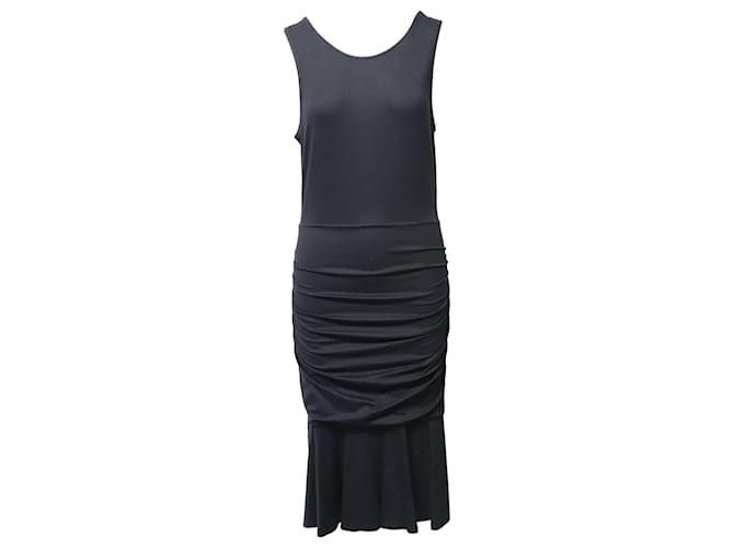 Diane Von Furstenberg Sleeveless Ruched Midi Dress in Black Viscose Cellulose fibre  ref.868995