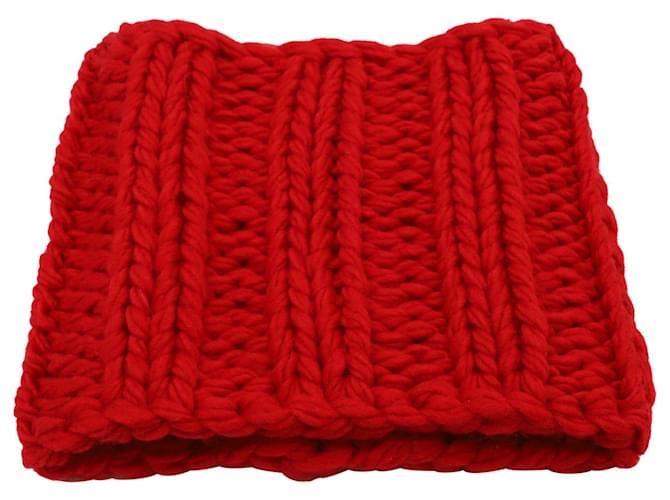 JW Anderson Knitted Snood Scarf in Red Wool  ref.869004