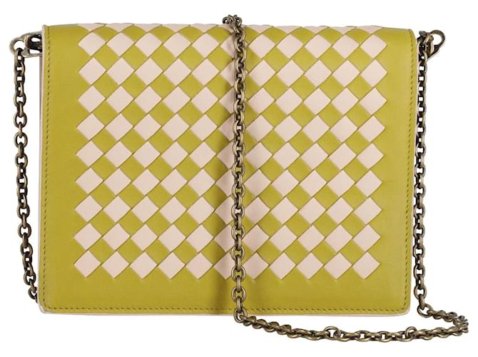 Bottega Veneta Intrecciato Small Chain Wallet Bag in Green Leather  ref.869047