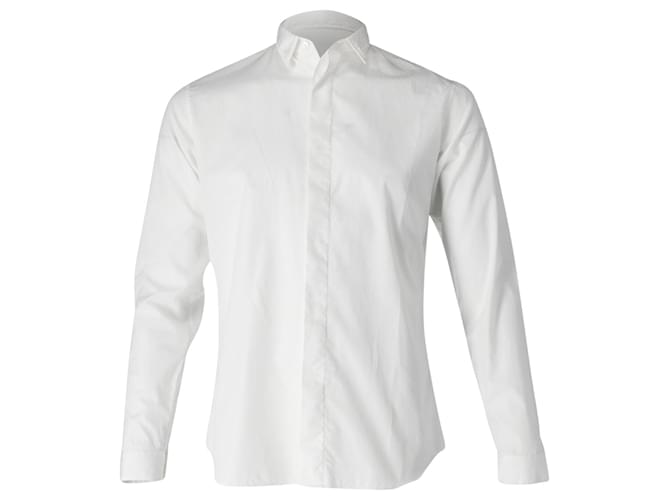 Camisa Dior com detalhe de franjas e botões frontais em algodão branco  ref.869053