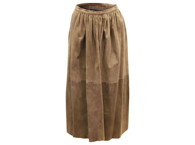 Polo Ralph Lauren Midi Skirt in Brown Suede  ref.869096