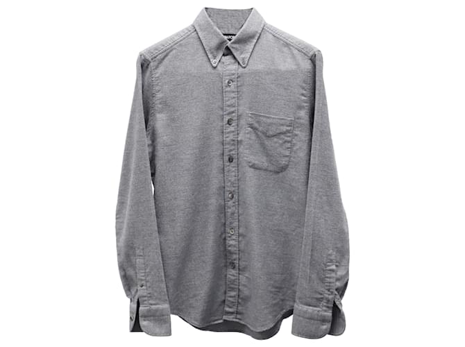 Tom Ford Button-Down Long Sleeve Shirt in Grey Cotton  ref.869143