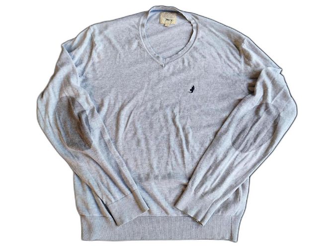 Autre Marque MCS V-Ausschnitt Pullover grau Baumwolle 
