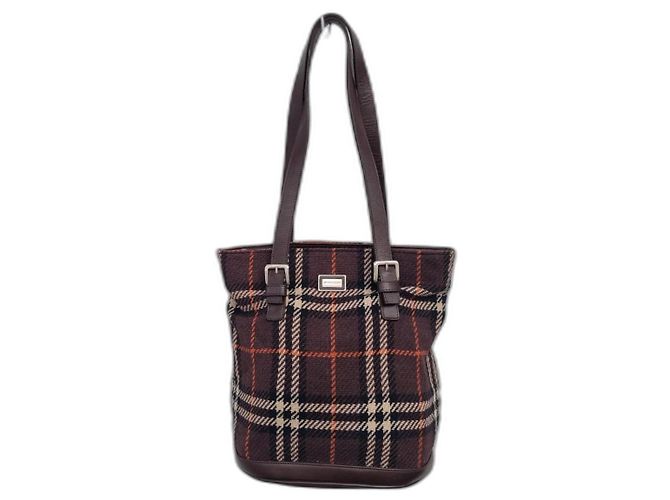 Burberry Handtasche aus Wolle mit Karomuster Dunkelbraun