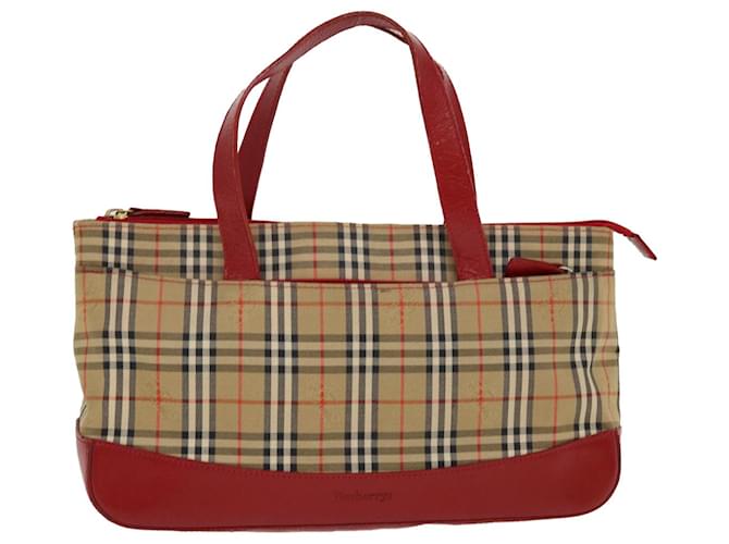 Autre Marque Burberrys Hand Bag Nylon Leather Beige Red Auth bs4630  ref.869235