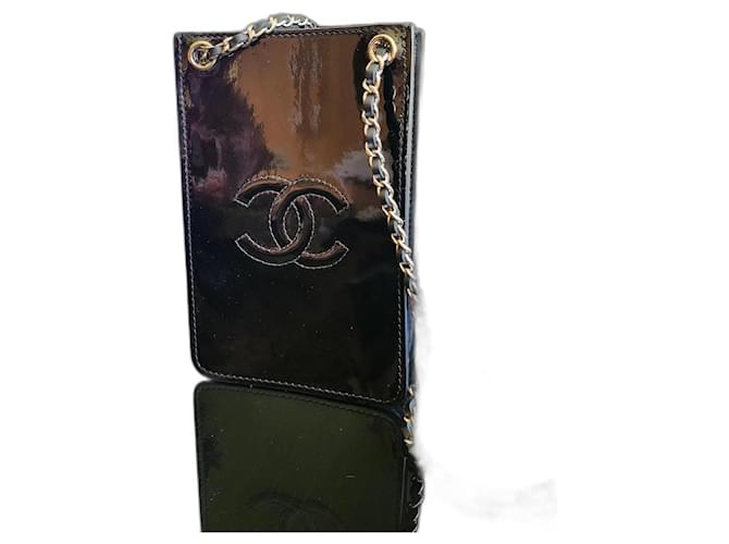 Chanel phone case Black Patent leather  ref.869291
