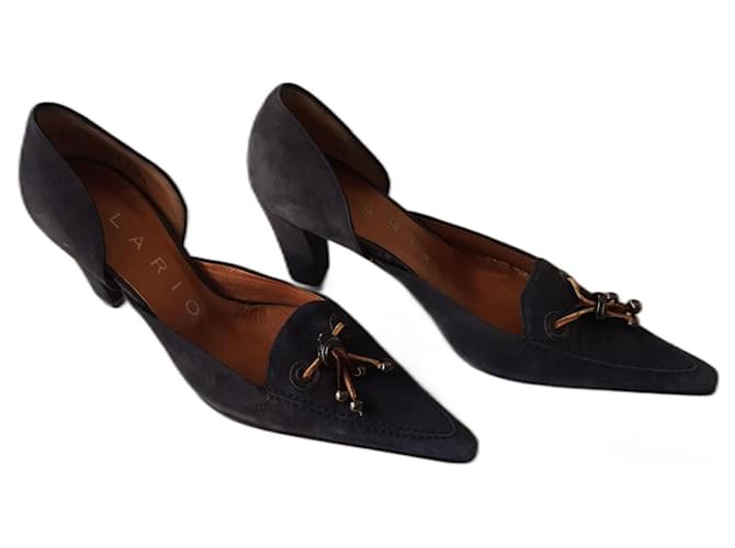 Autre Marque Heels Navy blue Leather Deerskin  ref.869411