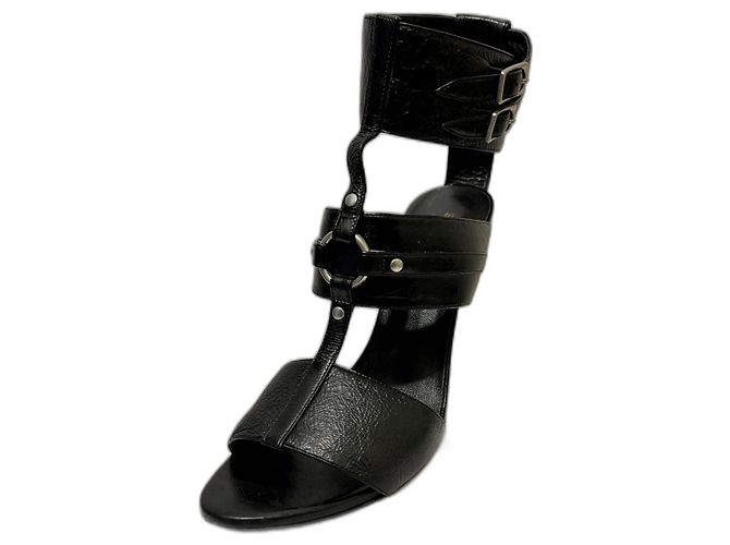 Saint Laurent high heeled gladiator sandals Black