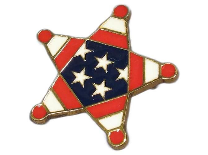 Alfinete de estrela em esmalte vermelho Saint Laurent / Broche Dourado  ref.869438