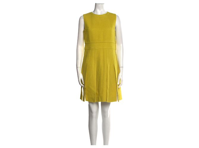 Diane Von Furstenberg Vestido de tweed de bouclé de novedad Jackie de DvF Amarillo Mostaza