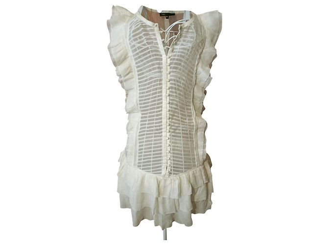 Maje Seidenkleid Eggshell Aus weiß 