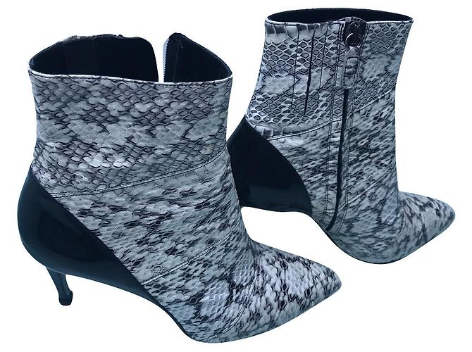 Barbara Bui Python Print Leather Ankle Boots
