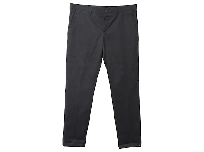 Prada Turn-Up Trousers in Black Cotton  ref.869584